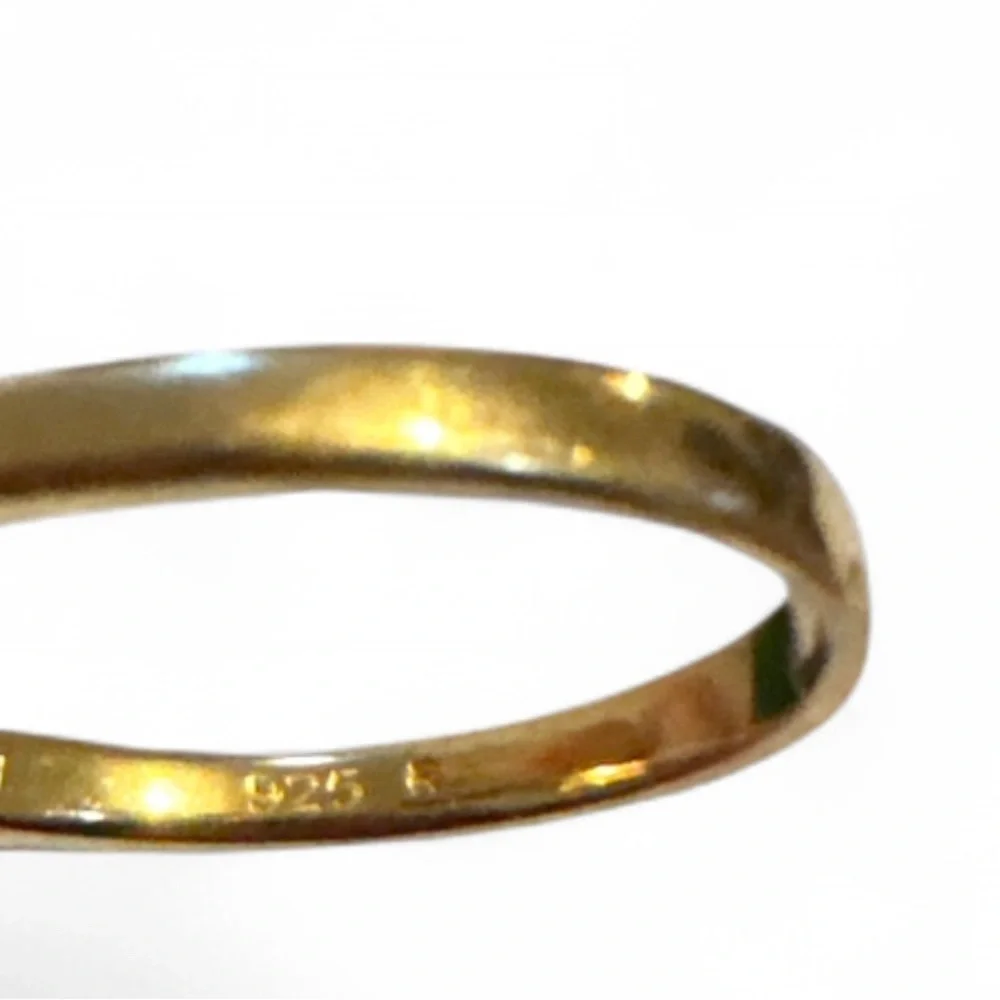 Vintage Gold Plated 925 Sterling Round Brilliant Cut Ring size 10 Romantic